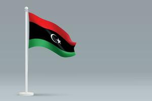 3d realistico nazionale Libia bandiera isolato su grigio sfondo vettore