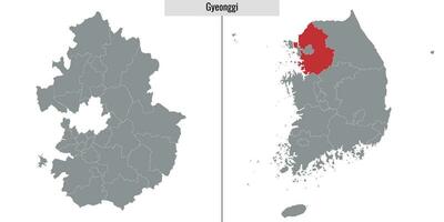 carta geografica stato di Sud Corea vettore