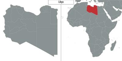 carta geografica di Libia e Posizione su Africa carta geografica vettore