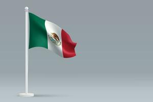 3d realistico nazionale Messico bandiera isolato su grigio sfondo vettore