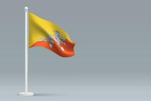3d realistico nazionale bhutan bandiera isolato su grigio sfondo vettore