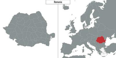carta geografica di Romania e Posizione su Europa carta geografica vettore