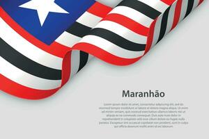 3d nastro con bandiera maranhao. brasiliano stato. isolato su bianca sfondo vettore