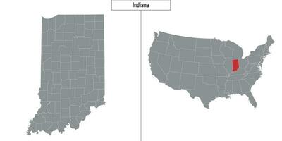 carta geografica di Indiana stato di unito stati e Posizione su Stati Uniti d'America carta geografica vettore