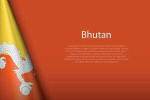 nazionale bandiera bhutan isolato su sfondo con copyspace vettore