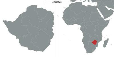 carta geografica di Zimbabwe e Posizione su Africa carta geografica vettore