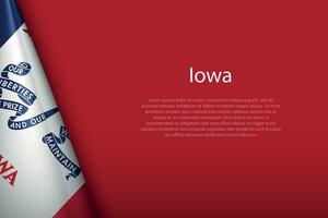 bandiera Iowa, stato di unito stati, isolato su sfondo con copyspace vettore