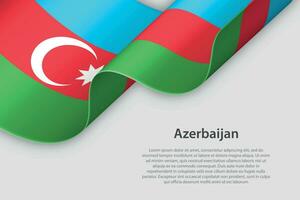 3d nastro con nazionale bandiera azerbaijan isolato su bianca sfondo vettore