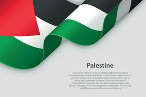 3d nastro con nazionale bandiera Palestina isolato su bianca sfondo vettore