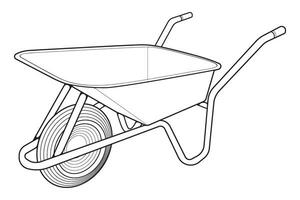 singolo ruota carriola vettore .carrello linea arte vettore illustrazione isolato su bianca sfondo. ruota carriola schema illustrazione.