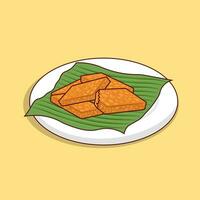 dettagliato tempe su piatto illustrazione per cibo icona, asiatico cibo icona illustrazione vettore