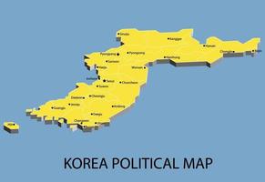 la mappa isometrica politica della corea divide per stato vettore