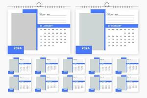 moderno 2024 scrivania calendario modello design vettore