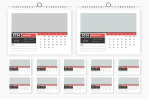 moderno 2024 scrivania calendario modello design vettore