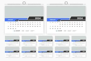 moderno 2024 scrivania calendario modello design vettore
