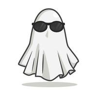 fantasma indossare occhio bicchiere nel carino kawaii cartone animato stile vettore piatto design illustrazione semplice moderno forma per Halloween risorsa o icona elemento modificabile