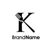 elegante iniziale K forchetta logo vettore