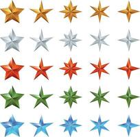 impostato di 5 stelle nel diverso luminosa colori isolato su bianca sfondo vettore
