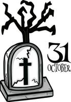 Halloween cartone animato mano trafilati nero e bianca icona carattere. vettore