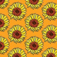 girasole modello. giallo margherita su via arancia sfondo. Perfetto ornamento per moda tessuto o altro stampabile copertine. vettore