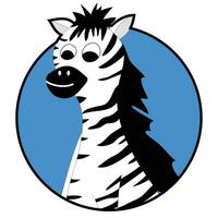 zebra etichetta icone piatto avatar. selvaggio zebra personaggio animale, cartone animato carino natura zebra. vettore illustrazione