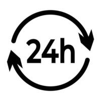 24 ore icona con circolare freccia simbolo, il giro il orologio attività commerciale servizio vettore. vettore