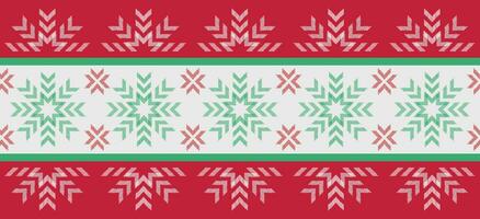 motivo Natale etnico fatto a mano bellissimo ikat arte. Natale sfondo. popolare ricamo Natale modello, geometrico arte ornamento Stampa. rosso, verde, bianca colori. fiocco di neve, stella, poinsettia design. vettore