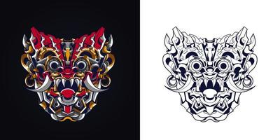 cultura balinese indonesiano mascotte logo illustrazione vettoriale