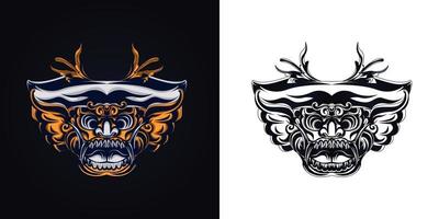 cultura barong mascotte balinese logo illustrazione vettoriale