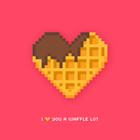 Waffle Pixel Art a forma di cuore vettore