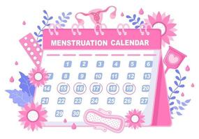 calendario del periodo mestruale donne per controllare l'illustrazione del ciclo della data vettore