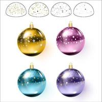 palline di Natale colorate con illustrazione vettoriale coriandoli