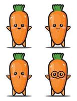 simpatico cartone animato carota vegetale kawaii design premium vettore