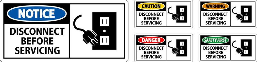 Pericolo cartello disconnect prima manutenzione vettore