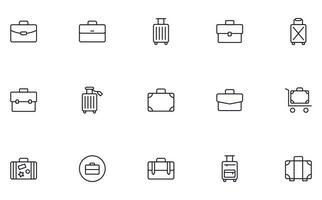 collezione di moderno valigia schema icone. impostato di moderno illustrazioni per mobile app, ragnatela siti, volantini, banner eccetera isolato su bianca sfondo. premio qualità segni. vettore