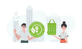 ecologia amichevole e verde mondo concetto. eco squadra. tendenza style.vector illustrazione. vettore