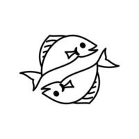 Pesci zodiaco cartello logo icona isolato oroscopo simbolo vettore illustrazione