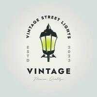 Vintage ▾ strada lampada logo, illustrazione di lampione icona vettore design