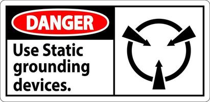 Pericolo cartello uso statico messa a terra dispositivi vettore