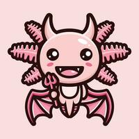 carino diavolo Axolotl festeggiare Halloween vettore