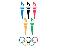 torcia olimpica con simbolo ufficiale giochi olimpici tokyo 2020 giappone disegno vettoriale astratto illustrazione logo segno icona