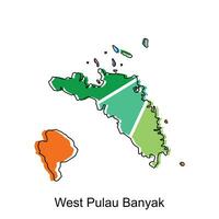 carta geografica città di ovest pulau banyak, mondo carta geografica internazionale vettore modello con schema grafico schizzo stile su bianca sfondo