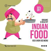 modello di progettazione banner cibo indiano biologico e sano vettore