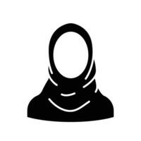 donne hijab icona. femmina Arabia arabo. Islam signora. bellissimo musulmano ragazza avatar. testa sciarpa orientale Da donna capi di abbigliamento logo. solido stile pittogramma. vettore illustrazione. design su bianca sfondo. eps 10