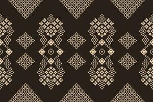 etnico geometrico tessuto modello attraversare punto.ikat ricamo etnico orientale pixel modello Marrone sfondo. astratto, vettore, illustrazione. trama, abbigliamento, cornice, decorazione, motivi, seta sfondo. vettore