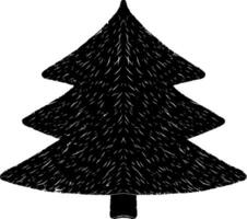 un' nero e bianca disegno di un' Natale albero vettore