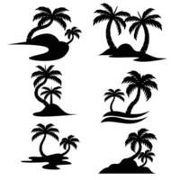 silhouette di palma albero vettore impostato 03