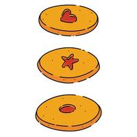 cartone animato identificazione personale biscotti. biscotto al burro-scozzese biscotti con far cadere di marmellata accogliente vettore illustrazione