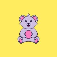 il simpatico koala è seduto. concetto animale del fumetto isolato. può essere utilizzato per t-shirt, biglietti di auguri, biglietti d'invito o mascotte. stile cartone animato piatto vettore