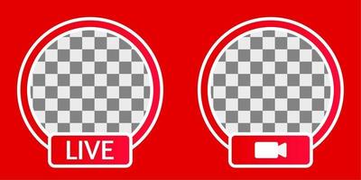 badge o cornice rossa per lo streaming live per webinar sui social media, video live, istruzione e altro ancora vettore